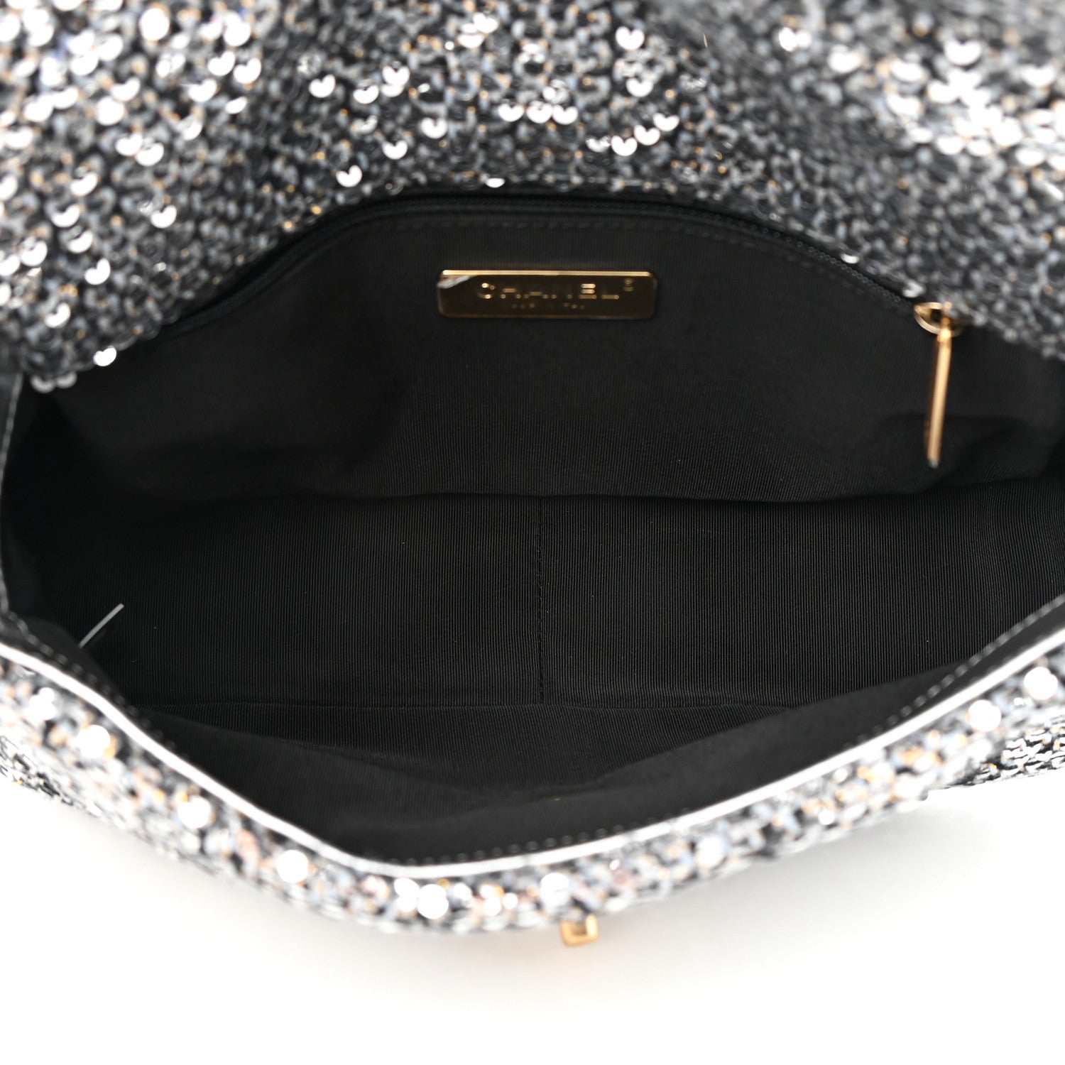 Chanel Sequin Quilted Medium Chanel 19 Flap Silver 5 of 10