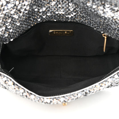 Chanel Sequin Quilted Medium Chanel 19 Flap Silver 5 of 10
