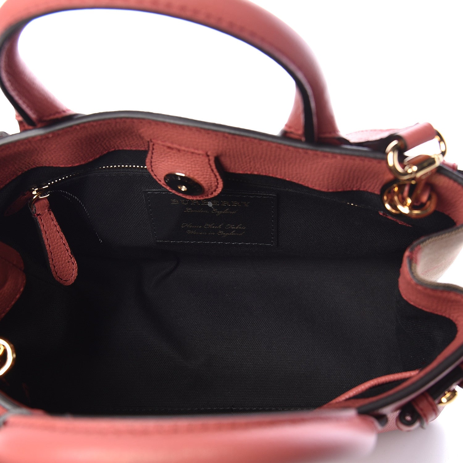 Burberry Grainy Calfskin House Check Small Banner Tote Cinnamon Red 7 of 9