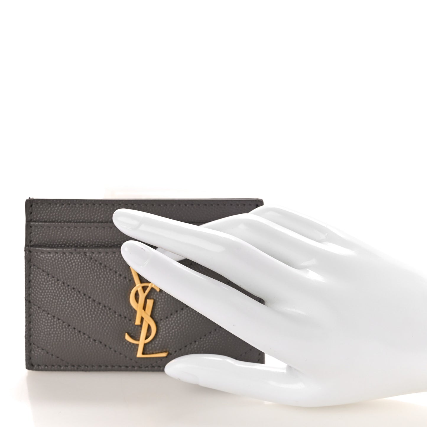 Grain De Poudre Matelasse Chevron Monogram Credit Card Case Fog