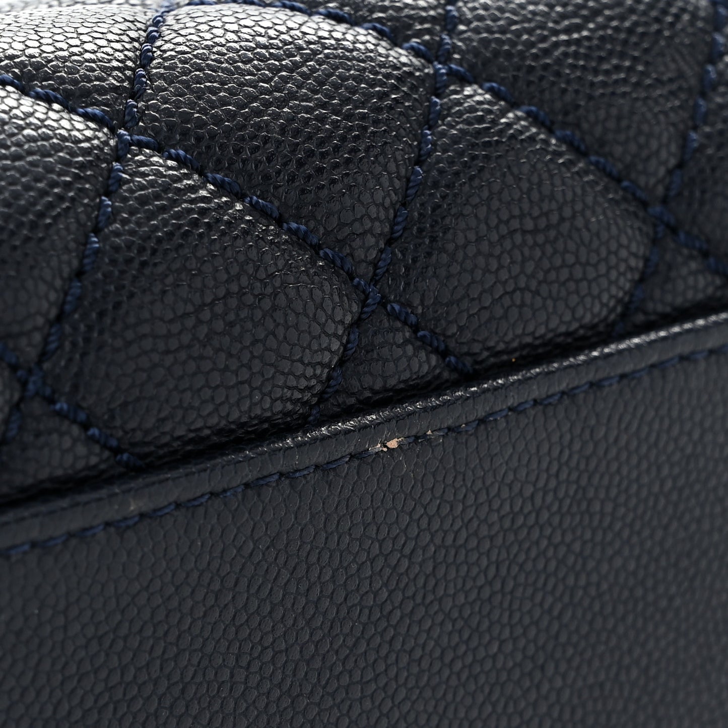 Caviar Quilted Large Coco Handle Flap Navy