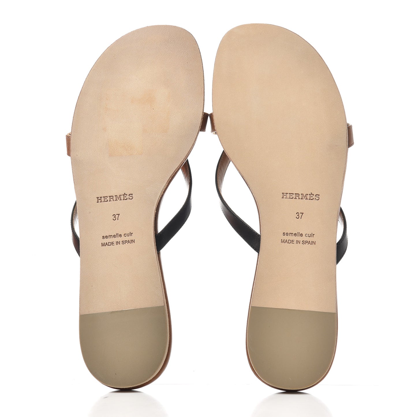 Calfskin Corfou Sandals 37 Naturel Black