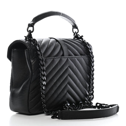 Saint Laurent Sheepskin Matelasse Chevron Monogram Monochrome Medium College Bag Black 3 of 10