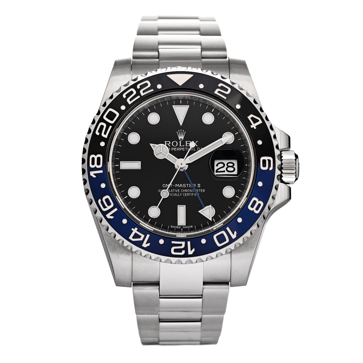 Rolex Stainless Steel 40mm Oyster Perpetual Date GMT Master II Batman Watch Black 116710BLNR 1 of 4