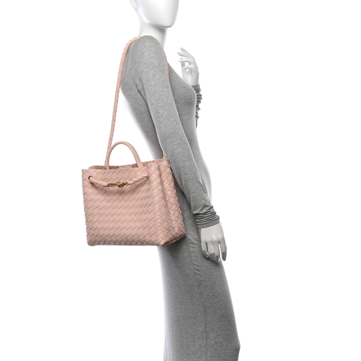 Nappa Intrecciato Medium Andiamo Shoulder Bag Cameo