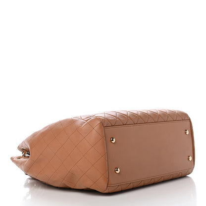 Chanel Lambskin Quilted Large Drawstring Shoulder Bag Dark Beige 4 of 9