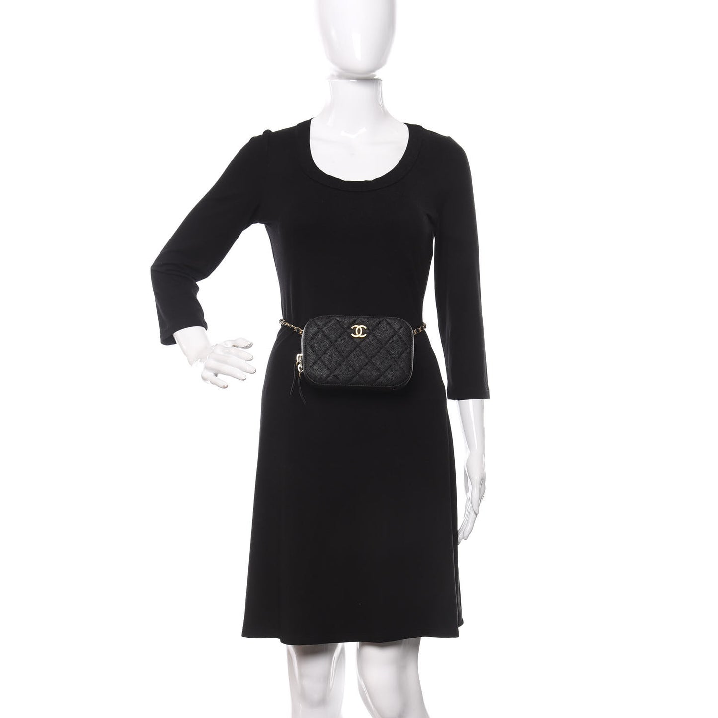 Caviar Quilted Waist Bag Black