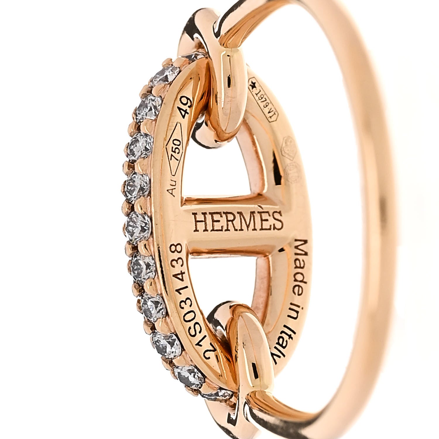 Hermes 18K Rose Gold Diamond Farandole Ring 49 4.75 5 of 6