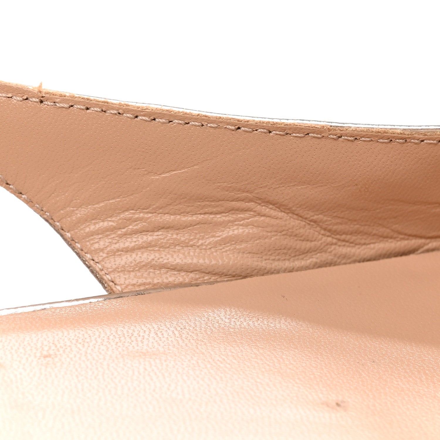 Valentino Garavani Metallic Pebbled Calfskin Patent Rockstud Slingback Flats 35 Skin 11 of 12