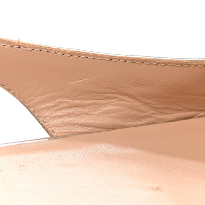 Valentino Garavani Metallic Pebbled Calfskin Patent Rockstud Slingback Flats 35 Skin 11 of 12