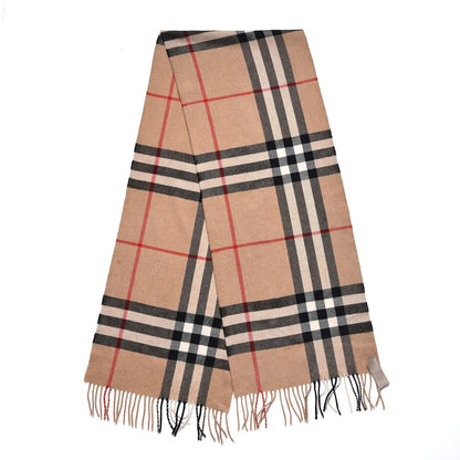 Burberry Cashmere Classic Check Fringe Scarf Camel 4 of 9