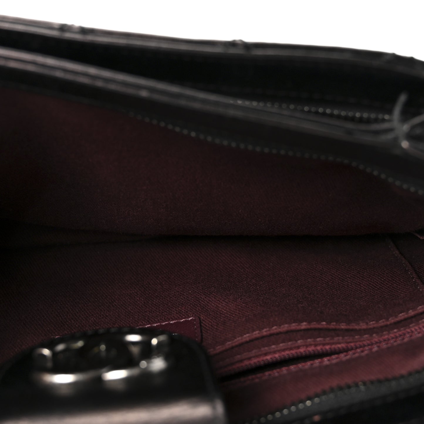 Glazed Calfskin Quilted Coco Pleats Clutch Black