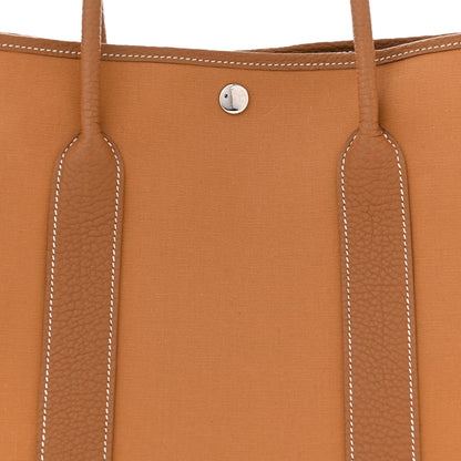 Hermes Toile Militaire Vache Country Verso Garden Party 36 PM Gold Dune Magnolia 8 of 10