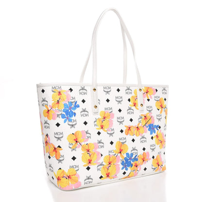 MCM Visetos Medium Anya Essential Floral Print Shopper Tote White 4 of 10
