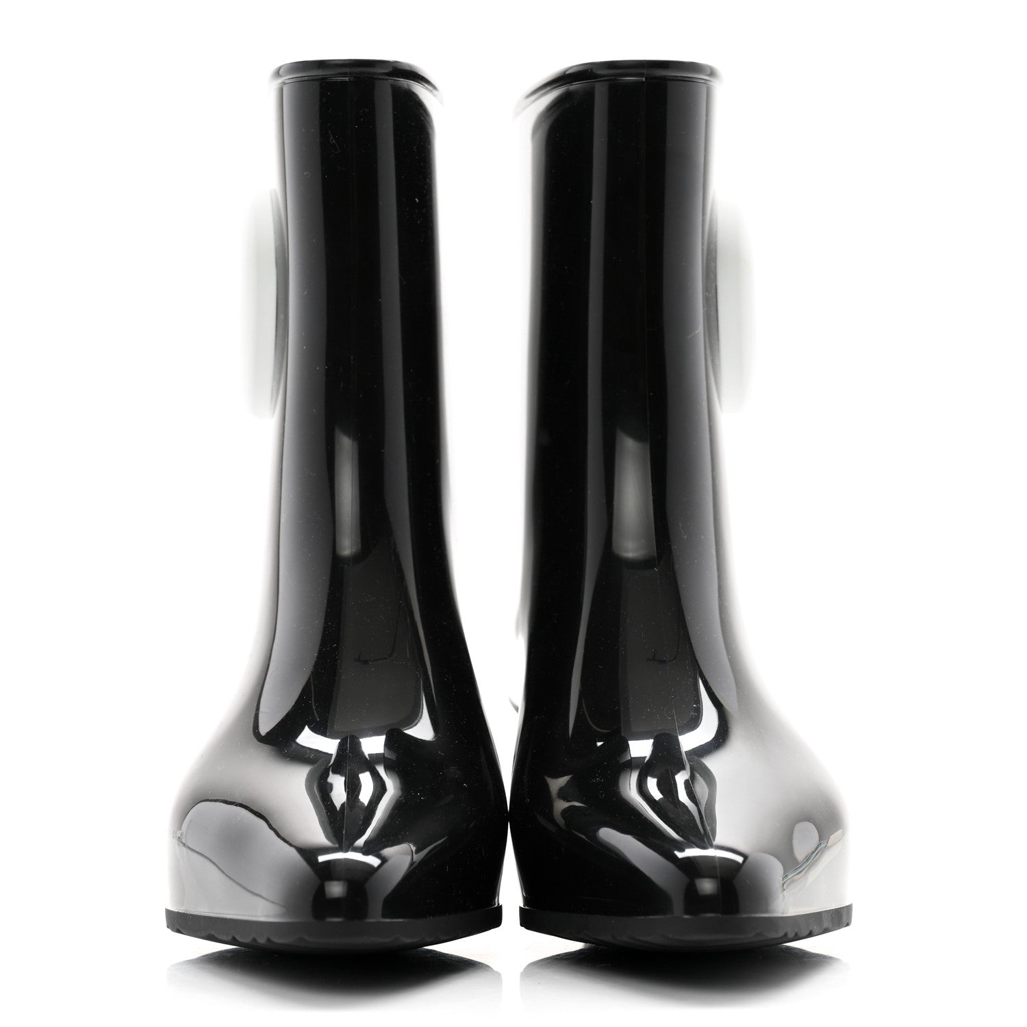 Gucci Rubber Womens Interlocking G Ankle Boot Pumps 37 Black Great White 2 of 10