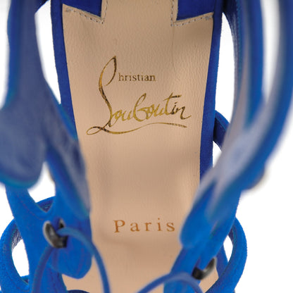 Christian Louboutin Suede Amazoulo 100 Lace Up Sandals 37 Electric 6 of 7