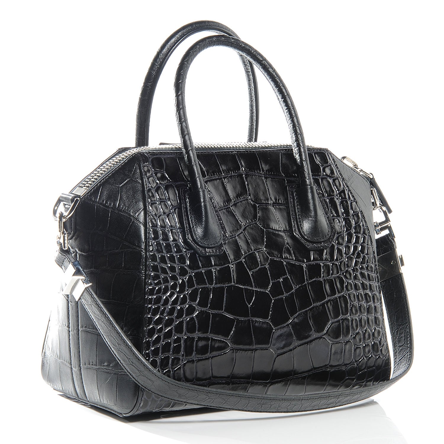 Givenchy Calfskin Crocodile Embossed Small Antigona Black 3 of 7