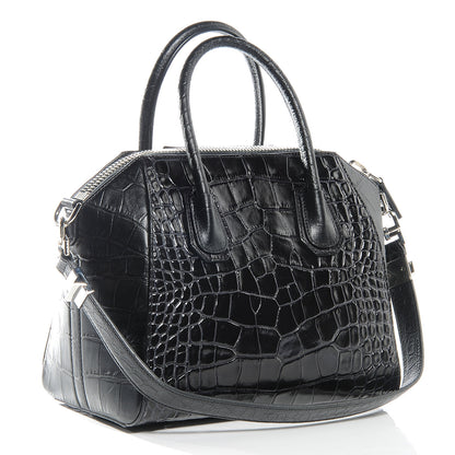 Givenchy Calfskin Crocodile Embossed Small Antigona Black 3 of 7