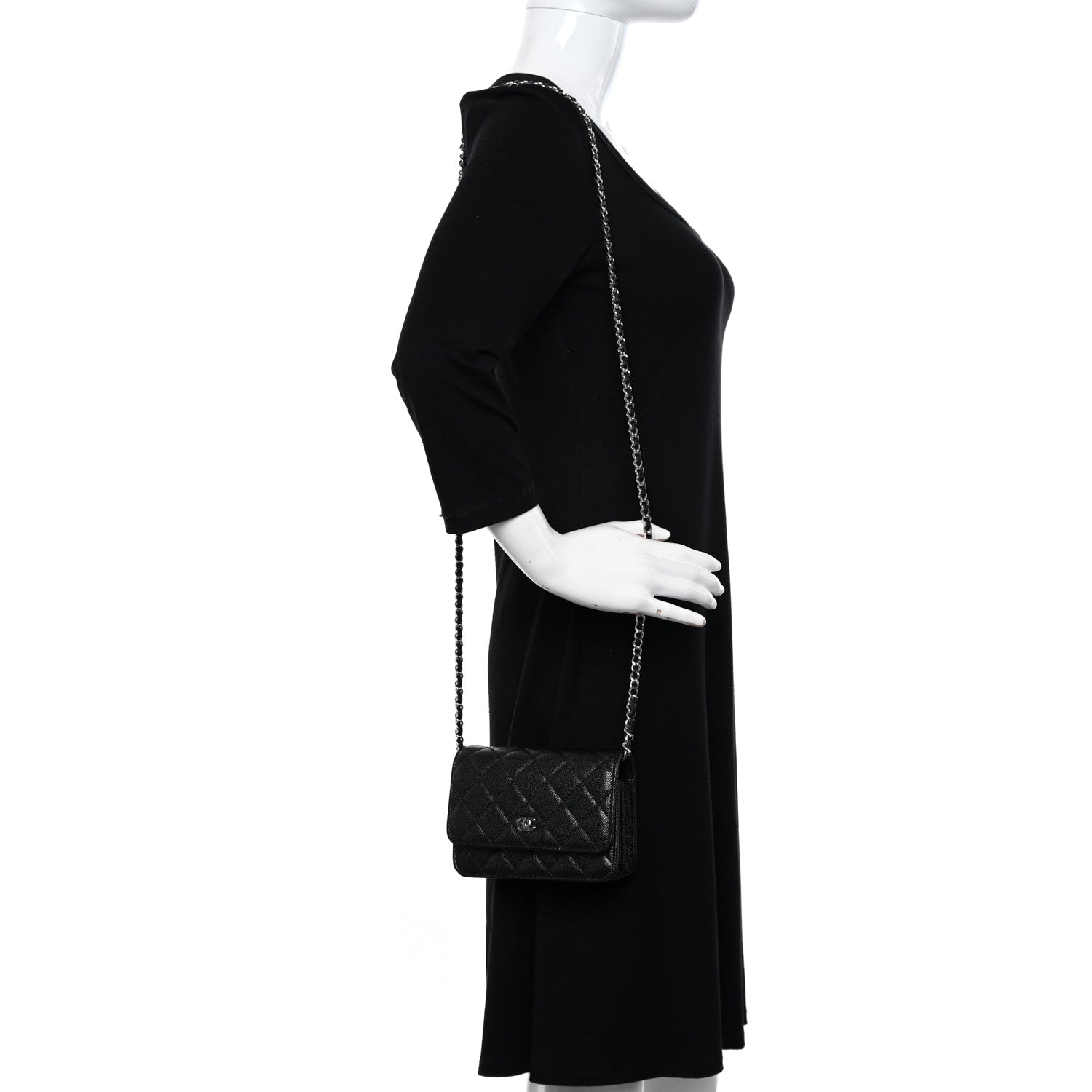 Chanel Caviar Quilted Mini Wallet On Chain WOC Black 2 of 10