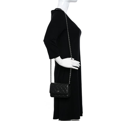 Chanel Caviar Quilted Mini Wallet On Chain WOC Black 2 of 10
