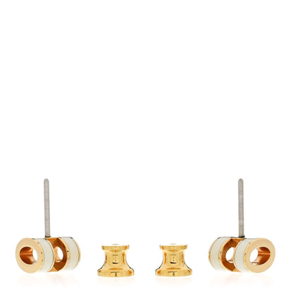 Hermes Gold Lacquered Mini Pop H Earrings White 3 of 5