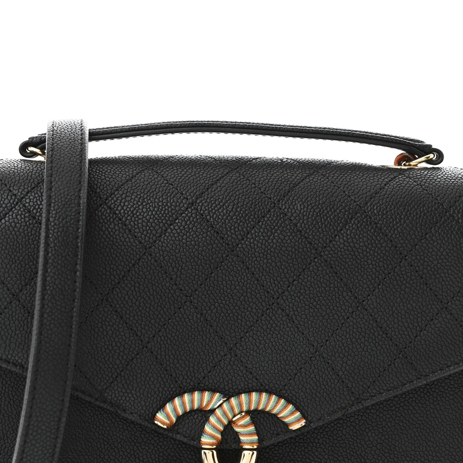 Chanel Grained Calfskin Quilted Small Cuba Top Handle Flap Black 8 of 10