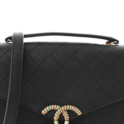 Chanel Grained Calfskin Quilted Small Cuba Top Handle Flap Black 8 of 10