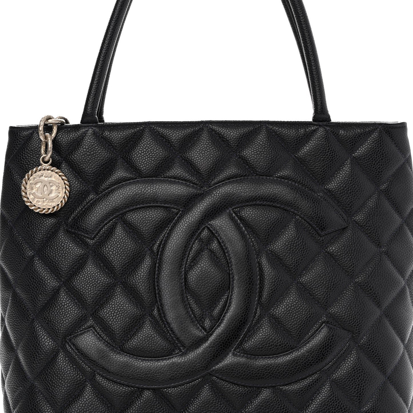 Caviar Quilted Medallion Tote Navy