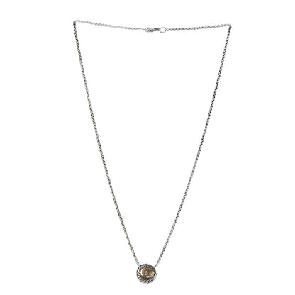 David Yurman Sterling Silver 18K Yellow Gold Citrine Cookie Necklace 3 of 6