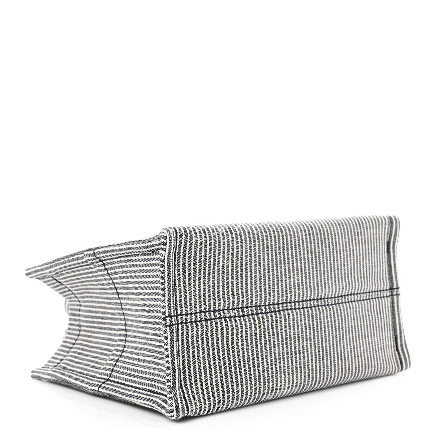 Celine Canvas Calfskin Striped Triomphe Small Cabas Thais Navy Blue 4 of 9