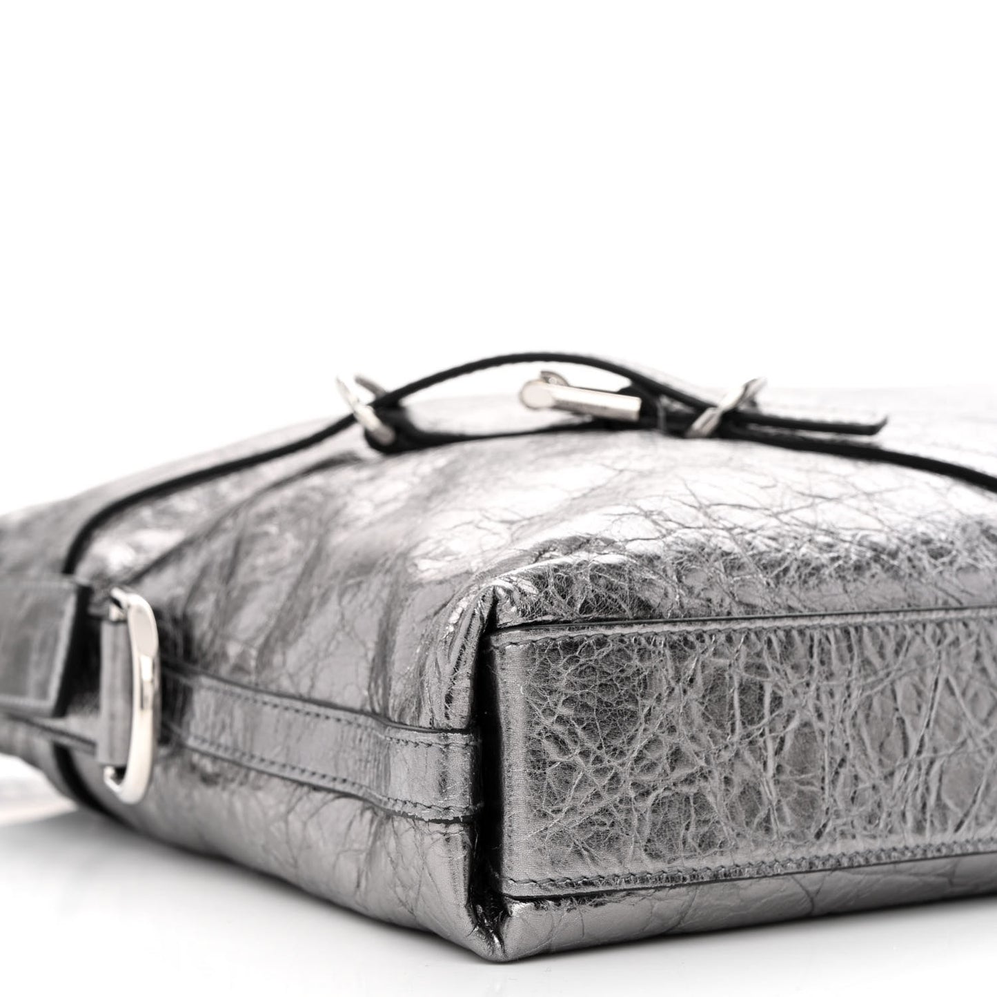 Metallic Calfskin Medium Voyou Bag Silver