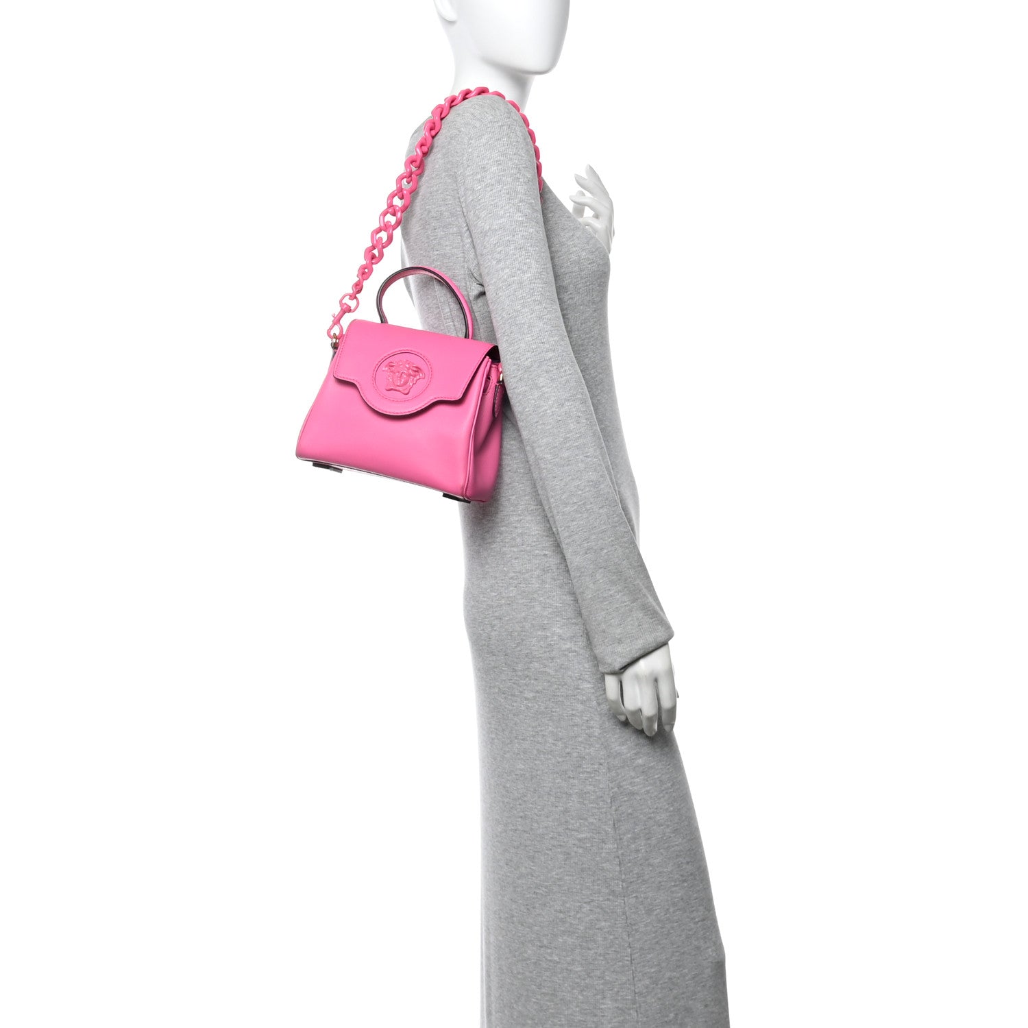 Versace Grained Calfskin Small La Medusa Top Handle Bag Fuchsia 2 of 13