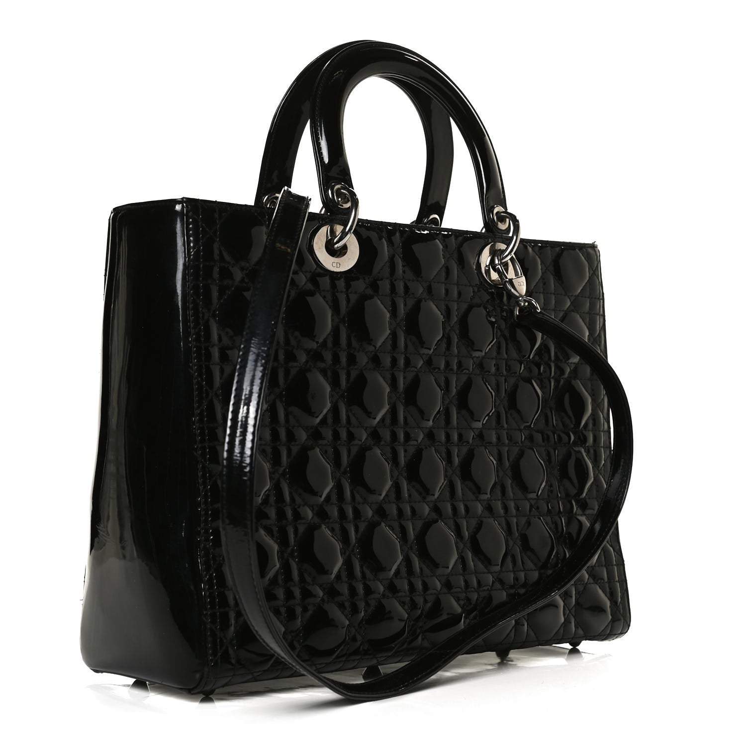 Christian Dior Patent Cannage Large Lady Dior Black 2 of 12