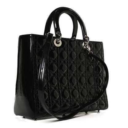 Christian Dior Patent Cannage Large Lady Dior Black 2 of 12