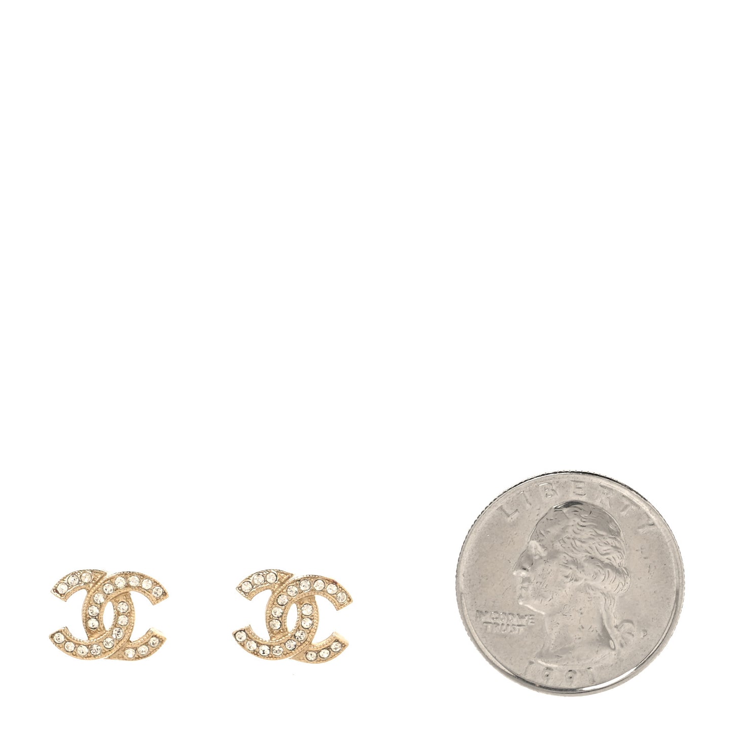 Crystal Mini Timeless CC Earrings Light Gold