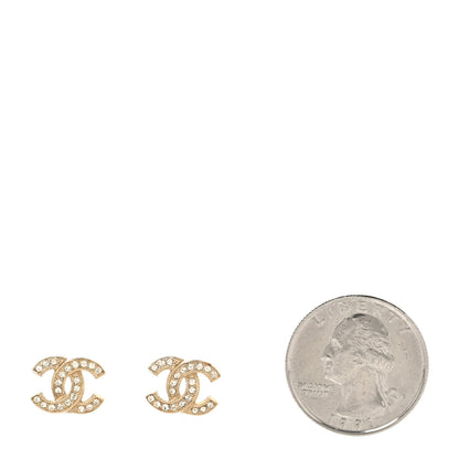 Chanel Crystal Mini Timeless CC Earrings Light Gold 2 of 4