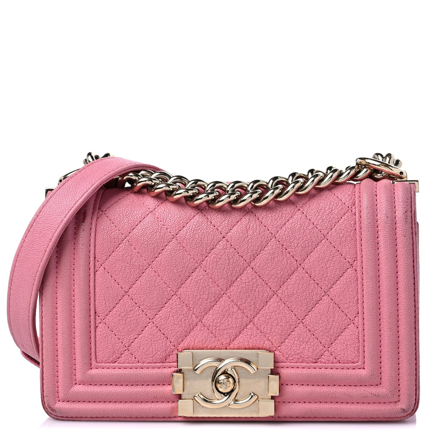 Caviar Quilted Small Boy Flap Pink