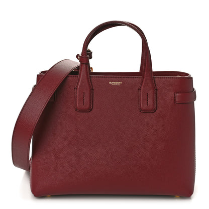 Burberry Grainy Calfskin House Check Medium Banner Tote Mahogany Red 1 of 9