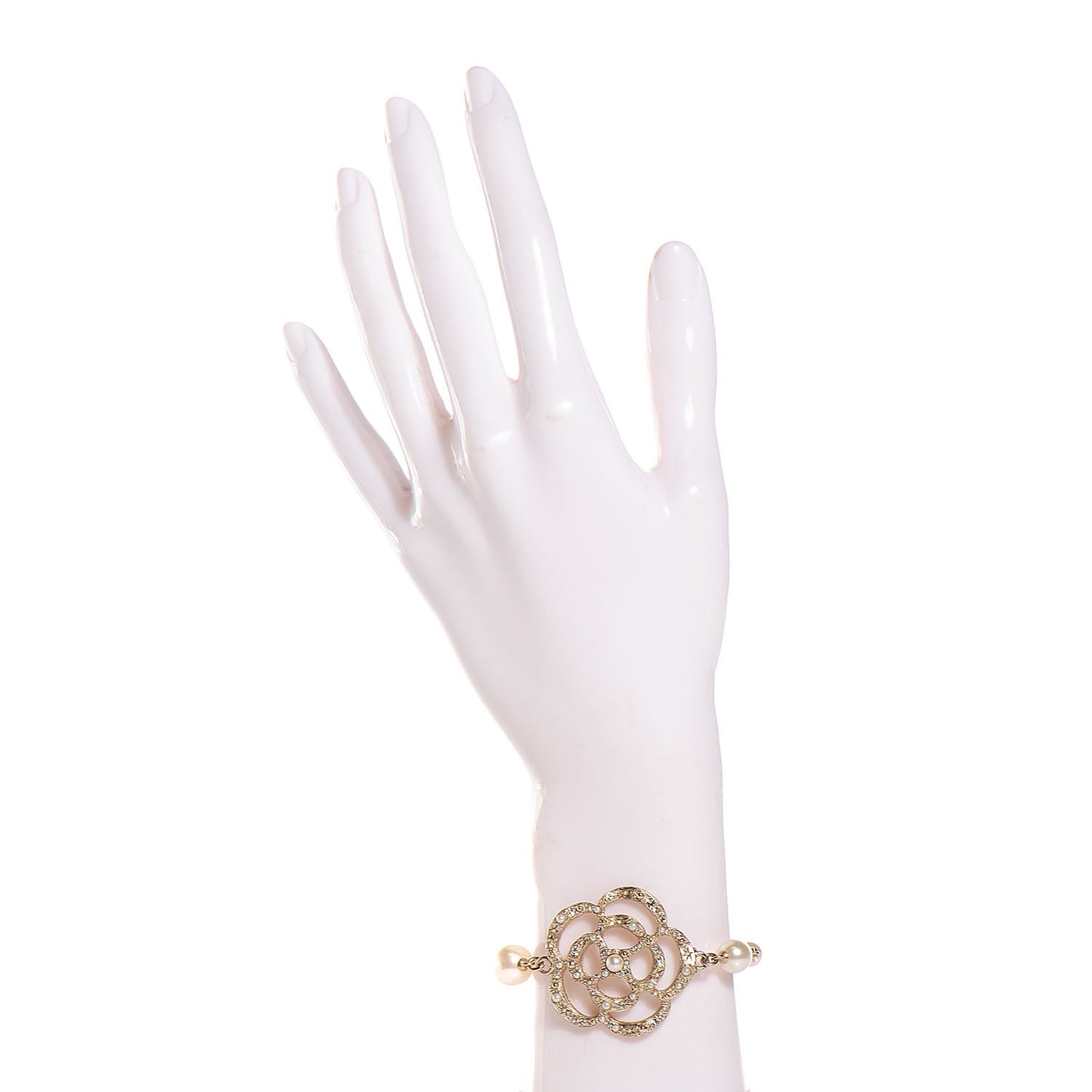 Swarovski Crystal Camellia Pearl CC Bracelet Gold