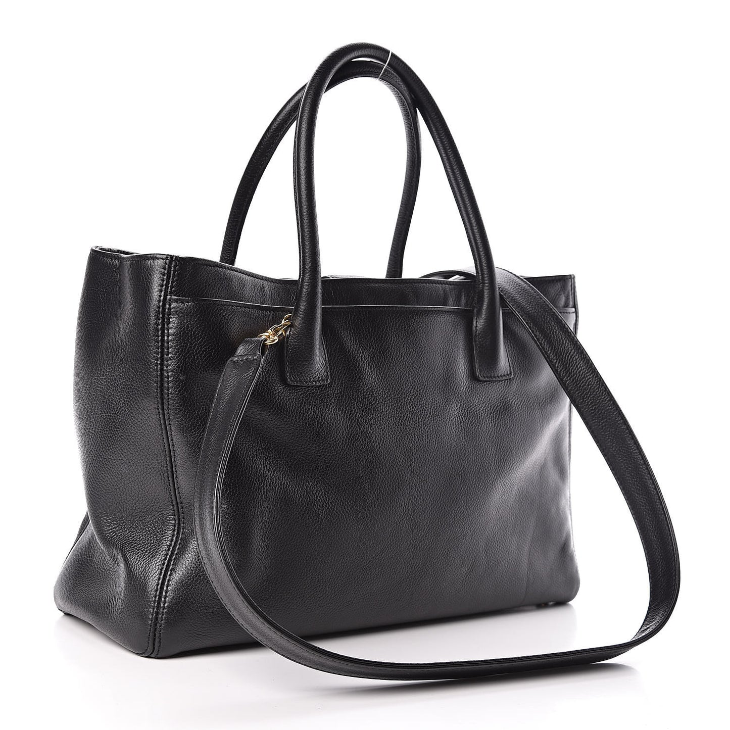 Calfskin Cerf Executive Shopper Tote Black