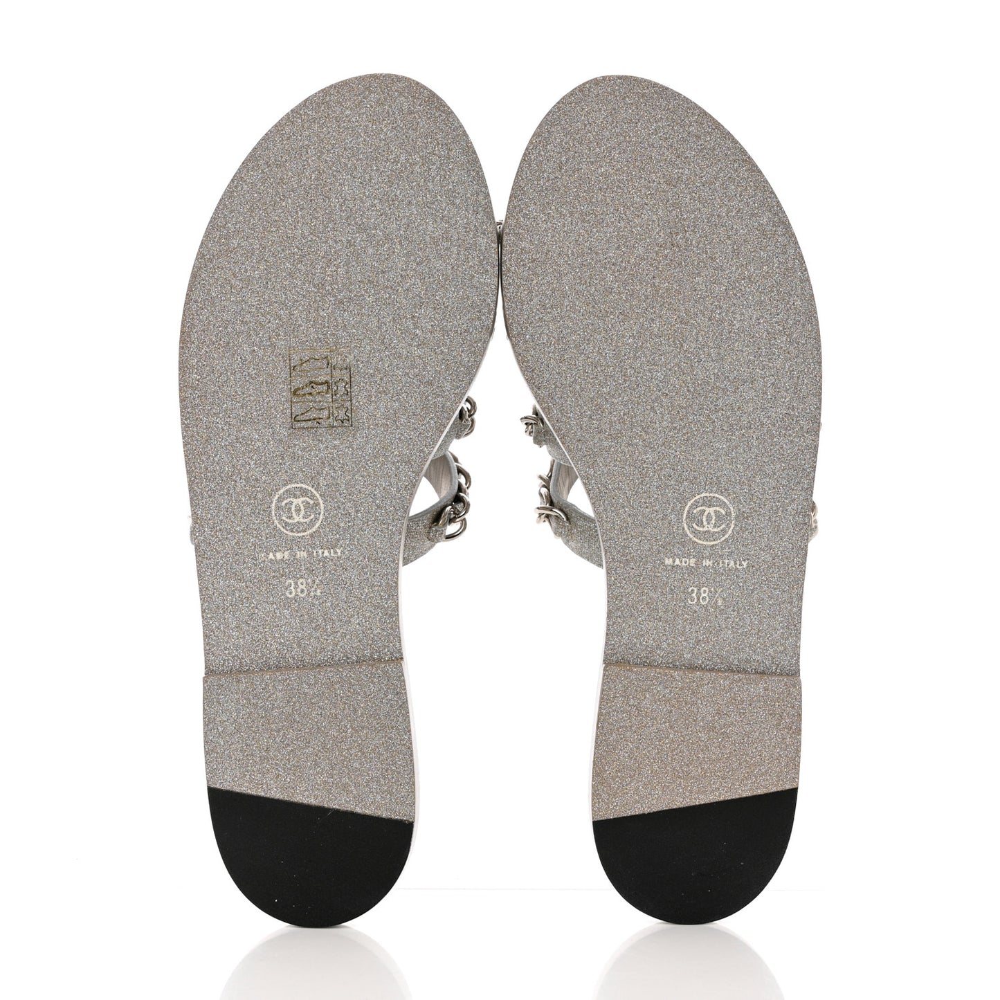 Fantasy Goatskin Chain Mules 38.5 Light Grey