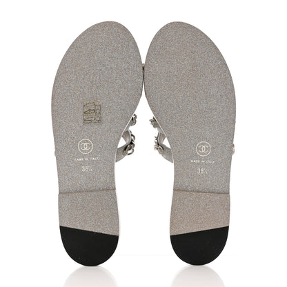 Chanel Fantasy Goatskin Chain Mules 38.5 Light Grey 6 of 9