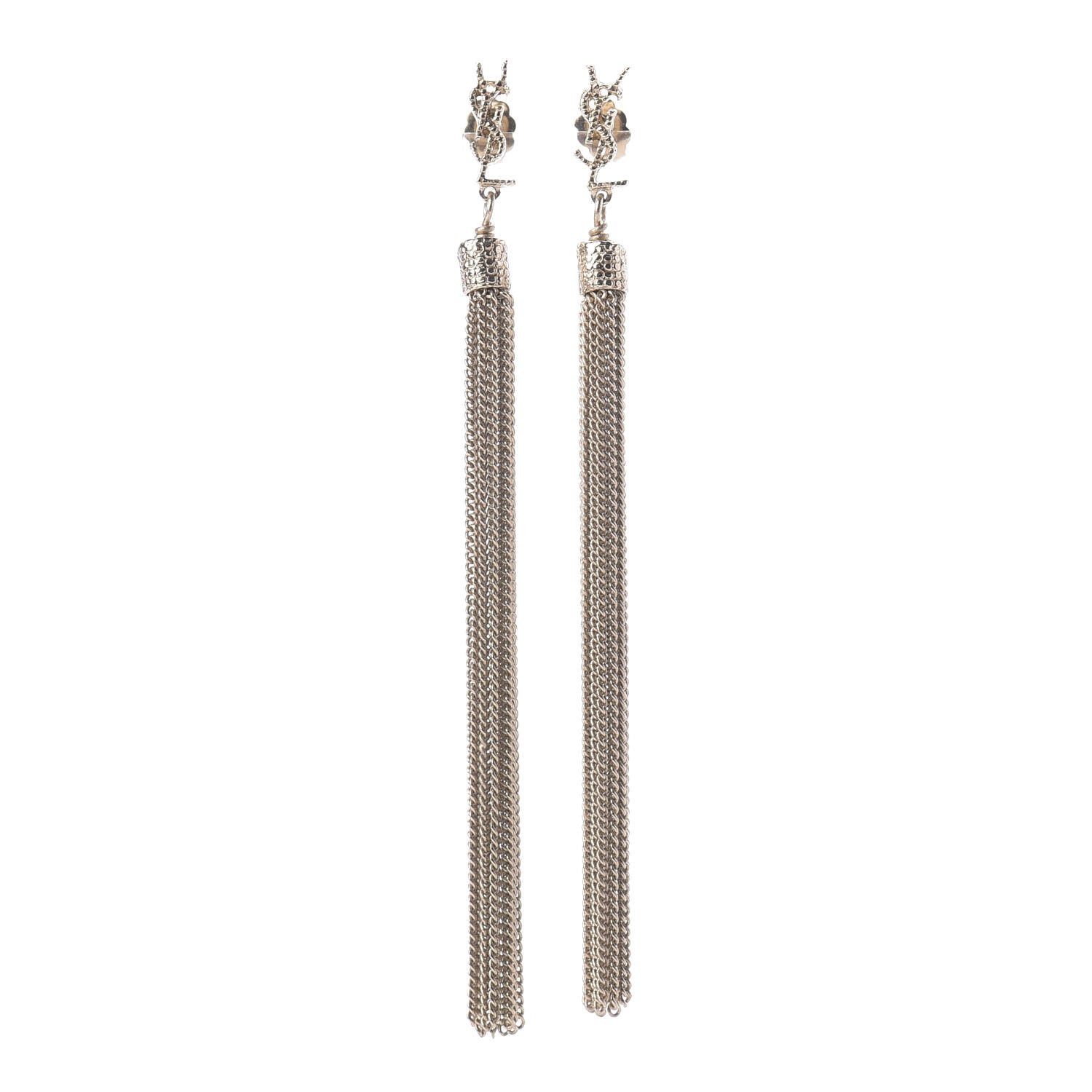 Saint Laurent Metal Monogram Loulou Tassel Earrings Gold 1 of 4