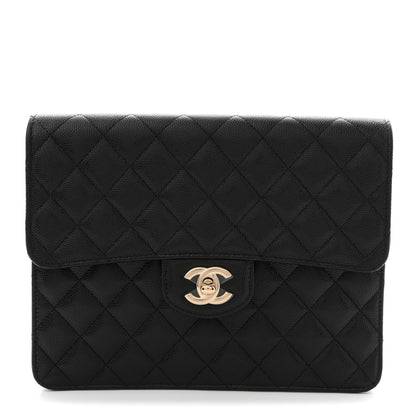 Chanel Caviar Quilted Square Flap Clutch Black 1 of 8