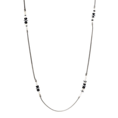 John Hardy Sterling Silver Hematite Moonstone Black Onyx Classic Chain Station Necklace 1 of 5