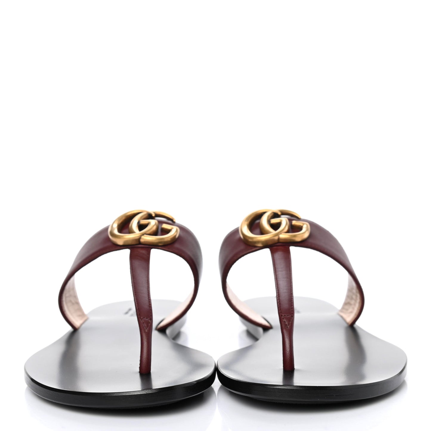 Calfskin GG Marmont Thong Sandals 41 Vintage Bordeaux