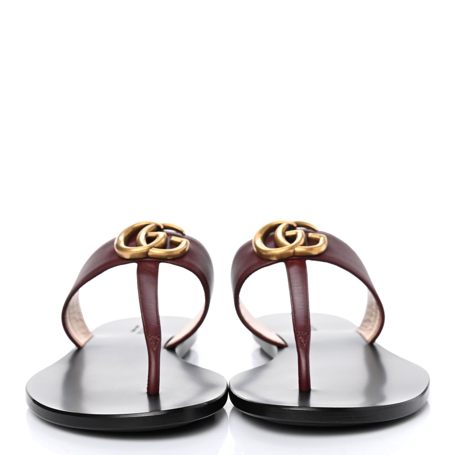 Gucci Calfskin GG Marmont Thong Sandals 41 Vintage Bordeaux 2 of 7