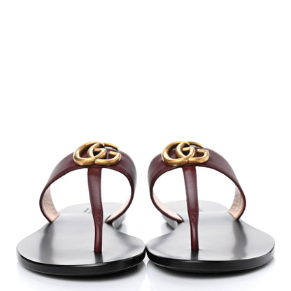 Gucci Calfskin GG Marmont Thong Sandals 41 Vintage Bordeaux 2 of 7