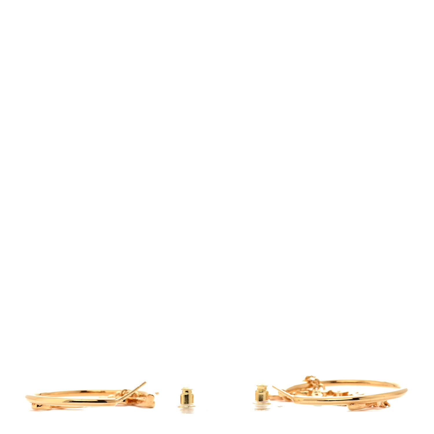 Chanel Metal Chain CC Hoop Earrings Gold 3 of 5