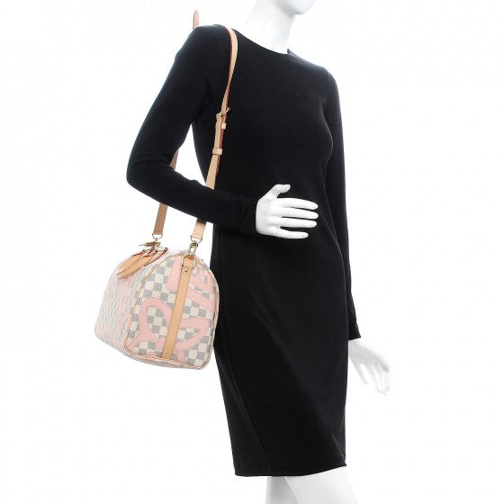 Damier Azur Tahitienne Speedy Bandouliere 30 Rose Ballerine